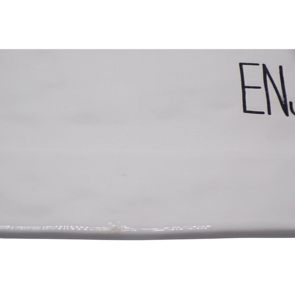 Pier 1 Imports White Dolomite Serving Tray w/Handle Cutouts & ENJOY Text 20" HTF - Picture 7 of 10